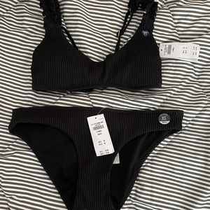 Black ribbed hollister swim suit
